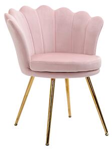 HOMCOM Poltrona da Salotto a Conchiglia Stile Vintage in Velluto con Gambe Dorate Rosa | Aosom Italy