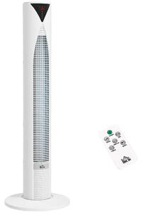 HOMCOM Ventilatore a Colonna con Telecomando, Timer 12 Ore e 3 Velocità, 31.5x31.5x96 cm, Bianco | Aosom Italy