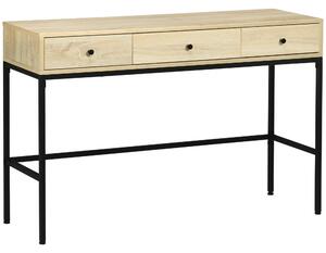 HOMCOM Consolle da Ingresso con 3 Cassetti e Struttura in Acciaio, Stile Industriale in Legno, 120x39,8x78 cm, Naturale e Nero | Aosom Italy