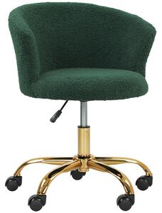 Vinsetto Sedia da Ufficio Girevole in Velluto Teddy, Struttura Acciaio, Altezza Regolabile, Portata 120kg, Verde Scuro | Aosom Italy