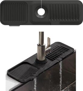 Tappetino in silicone per rubinetti da cucina e bagno - Nero - 45 x 14 cm