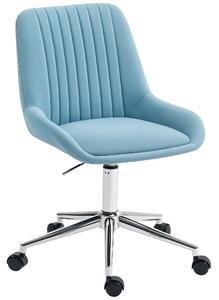 HOMCOM Sedia per Scrivania ad Altezza Regolabile con 5 Rotelle, in Silicone PU, Schiuma e Acciaio, 52x58x80-90 cm, Blu | Aosom Italy