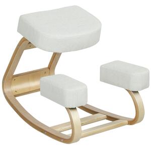 Vinsetto Sedia Ergonomica con Inginocchiatoio in Legno di Betulla e Cuscino, 51x69x58 cm, Crema | Aosom Italy