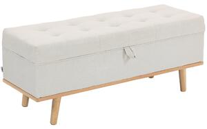 HOMCOM Panca Contenitore da 80L Imbottita con Rivestimento in Tessuto e Gambe in Legno, 118x42x45 cm, Crema | Aosom Italy