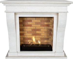 Caminetto a etanolo Xaralyn - Kreta BST-SWP - pietra naturale levigata bianca - riscaldamento a 3 kW - caminetto da incasso incluso - caminetto decorativo