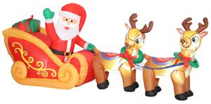 Outsunny Babbo Natale Gonfiabile con Slitta e Renne da 2.4m con 6 Luci LED e Gonfiatore per Esterni e Interni | Aosom Italy