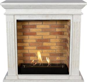 Caminetto a etanolo Xaralyn - Cadiz BST-SWP - pietra naturale levigata bianca - riscaldamento a 3 kW - caminetto da incasso incluso - caminetto decorativo