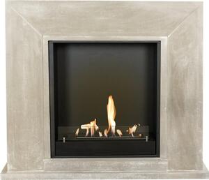 Caminetto a etanolo Xaralyn - Nero BIU-SWU - pietra naturale levigata bianca - riscaldamento a 3 kW - caminetto da incasso incluso - caminetto decorativo