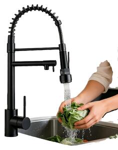 Rubinetto da cucina, bocca girevole a 360 gradi, doccetta estraibile, nero opaco, G3/8-a