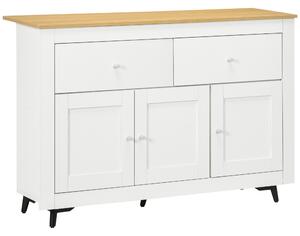 HOMCOM Credenza Buffet in Legno con 2 Cassetti e 2 Armadietti, 117x35x80 cm, Bianco e color Legno | Aosom Italy