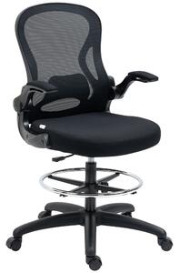 Vinsetto Sedia da Ufficio con Supporto Lombare, Altezza Regolabile e Braccioli Ribaltabili, 59x65x102-122 cm, Nero | Aosom Italy