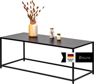 Tavolino basso eluno in stile industriale, realizzato in metallo nero, dimensioni 110 x 41 x 35 cm
