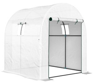 Outsunny Serra a Tunnel per Orto 1.8x1.8x2 m in Acciaio e PE Anti UV con Porte Avvolgibili e Finestre, Bianca | Aosom Italy