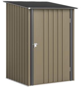 Outsunny Casetta da Giardino Porta Attrezzi in Acciaio Galvanizzato con Porta, 100x104x160 cm, Marrone e Grigio Scuro | Aosom Italy