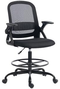 HOMCOM Sedia da Ufficio Ergonomica con Supporto Lombare e Poggiapiedi, in Poliestere e Acciaio, 58x63x105-126 cm, Nero | Aosom Italy
