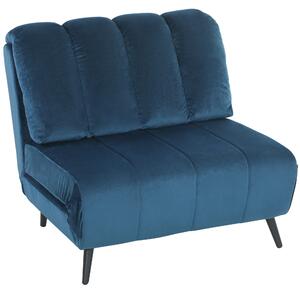 HOMCOM Poltrona Letto Pieghevole Trasformabile con Schienale Regolabile, Blu | Aosom Italy