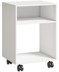 HOMCOM Mobile Porta Stampante in Legno con Ruote a Freno e 2 Scomparti Aperti, 40x35x55 cm, per Ufficio Studio, Bianco | Aosom Italy