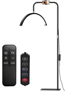 HOMCOM Lampada da Terra LED con Testa a Mezza Luna, Altezza e Temperatura Colore Regolabili, Telecomando, Nero | Aosom Italy