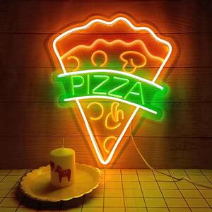 Luce LED NEON, applique decorativa, pezzo per pizza, arancione verde, circa 30 x 25 x 2 cm