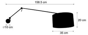 Lampada da parete nera con paralume in velluto tortora 35 cm regolabile - Blitz