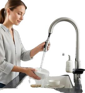 Rubinetto da cucina, bocca flessibile, maniglia girevole a 360°, cromato, G3/8