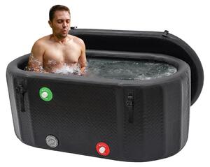 Vasca da bagno fredda, 150 x 80 x 67 cm, plastica resistente, portatile con coperchio, portata massima 200 kg, pompa ad aria inclusa