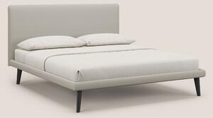 Noel letto minimal scandinavo con piedi in mogano e tessuto fiammato i