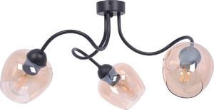 Lampada da soffitto AMOS color ambra e nero, 3xE27x60W, vetro, dimensioni: 28x58x58 cm, IP20, Kaja
