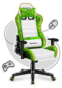 Sedia da gioco per bambini Huzaro Ranger 6.0 Pixel White - sedia ergonomica girevole con cuscino lombare e cervicale, SideRest, regolabile in altezza, per 100-160 cm
