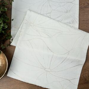 Tovaglia centrale in velluto bianco con stampa floreale Larghezza: 35 cm | Lunghezza: 180 cm