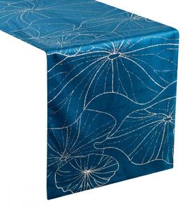 Tovaglia centrale in velluto blu con stampa floreale Larghezza: 35 cm | Lunghezza: 140 cm