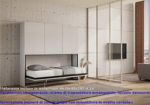 Letto a scomparsa Kando D singolo, Incluso Materasso Chiuso Occupa solo 39 cm di profondit�, Dimensioni chiuso 200x39xh 194 cm struttura in legno colore Bianco Frassino