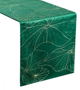 Tovaglia centrale in velluto verde con stampa floreale Larghezza: 35 cm | Lunghezza: 220 cm