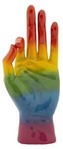 Mano Statuetta Gesto Dell 'OK Dimensioni 14x10xh 36 cm in resina decorata a mano colore multicolor