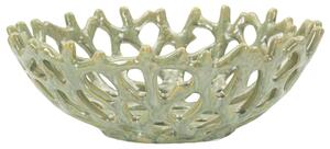 Svuotatasche, in ceramica, piatto decorativo ispirato alla forma naturale dei coralli Dimensioni 35xh 13 cm -1,9 kg, colore verde marino