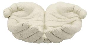Svuotatasche, originale scultura-vassoio a forma di mani intrecciate Dimensioni 22,7x20x7,3 cm - 0,9 kg, colore crema