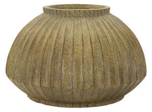 Vaso decorativo dalla Forma schiacciata., HONDURAS, � 40x h26,5 cm Foro 15 cm in texture scanalata Colore naturale verde sporco