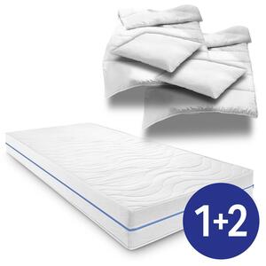 Materasso ergonomico 160x200 cm, 7 zone, Supportho Premium, altezza 18 cm, grado di rigidità H2/H3 + 2 set da letto in microfibra CloudComfort Basic 135 x 200 cm + 80 x 80 cm