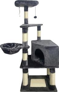 Albero per gatti 55 x 40 x 138 cm, grigio scuro - 3 piattaforme, 1 punto di riposo, 1 nascondiglio, tiragraffi