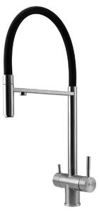 Pure.Sink Elite Steel Flex: rubinetto da cucina a 3 vie in acciaio inossidabile con bocca flessibile e sistema di filtraggio dell'acqua PS8110-02