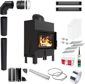 Camino KRATKI FLOKI S 8kW EKO Ø160 Nero Set di installazione