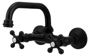 Aquanello Heritage Ascot Rubinetto da cucina classico a parete con bocca superiore, nero BL-4110-HA