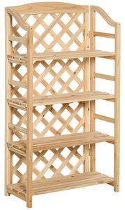 Outsunny Scaffale Portapiante Pieghevole con 4 Mensole Regolabili, Arredamento da Giardino e Casa in Legno, 67x33x123cm|Aosom