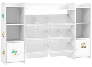 AIYAPLAY Mobile per bambini, scaffale per giocattoli per bambini con 8 casse rimovibili, 140 x 30 x 90 cm, bianco | Aosom Italy
