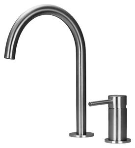 Pure.Sink Luxion: miscelatore da cucina in acciaio inossidabile massiccio a 2 fori con bocca rotonda PLX2HR-02