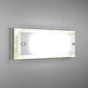 Applique Moderna Tray Metallo Bianco Vetro Foglia Oro 2 Luci E27
