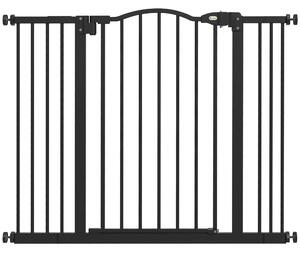 PawHut Cancellino per Cani Estensibile Senza Viti Regolabile da 74-100 cm Alto 78 cm in Metallo, Nero|Aosom