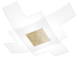 Plafoniera Moderna Tetris Color Metallo Foglia Oro Vetro Bianco 4 Luci E27 75Cm