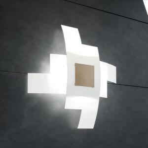 Plafoniera Moderna Tetris Color Metallo Sabbia Vetro Bianco 4 Luci E27 55Cm
