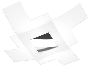 Plafoniera Moderna Tetris Color Metallo Cromo Vetro Bianco 4 Luci E27 75Cm